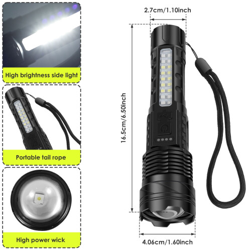 Grusce LED-taskulamppu IP68 vedenpitävä 5 tilaa USB 2