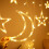 Cortina de luzes de Natal LED com estrelas, luas e pingentes de gelo. 7