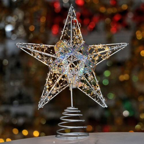 Étoile argentée pour sapin de Noël, 20 x 15 cm 1