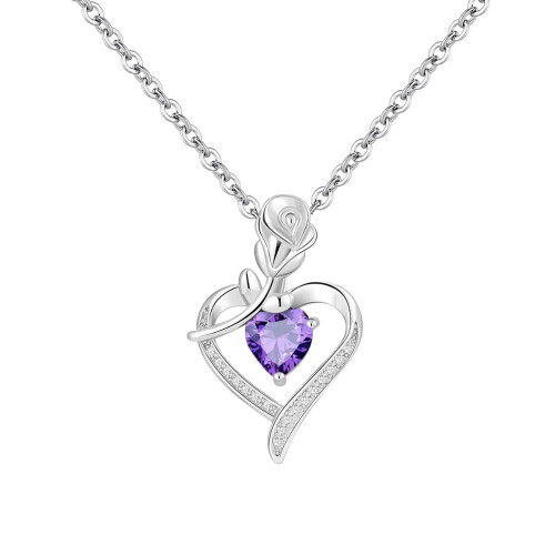Collar con colgante de corazón bicolor con microincrustaciones 1