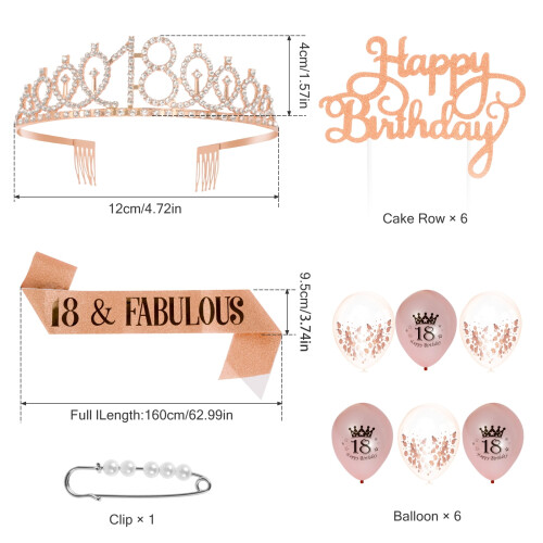 Διακοσμήσεις για τα 18α Γενέθλια για Κορίτσια10 Τεμάχια 1
