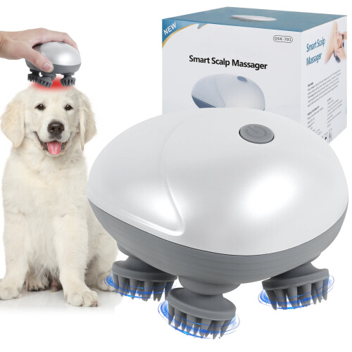 Massageador Elétrico para Animais de Estimação Grusce com 4 Cabeças e 3 Modos, Conexão USB 1