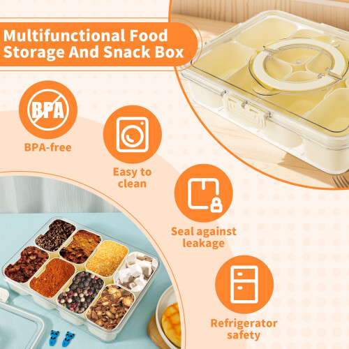 Boîte à goûter Grusce à 8 compartiments, portable 2