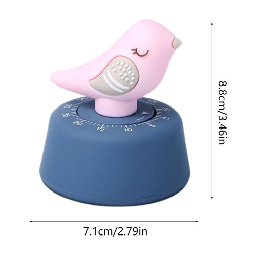 Mekanisk kjøkkentimer fugledesign 60 minutter rosa 2