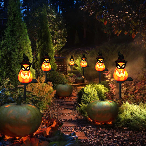 Solar-Halloween-Lichter, Kürbislaterne, Hexenhut, Garten 1