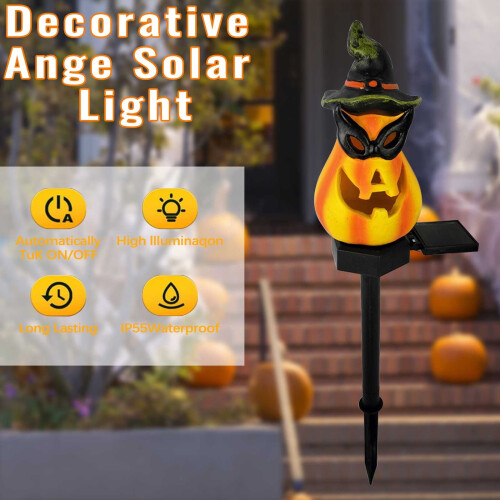 Solar-Halloween-Lichter, Kürbislaterne, Hexenhut, Garten 2