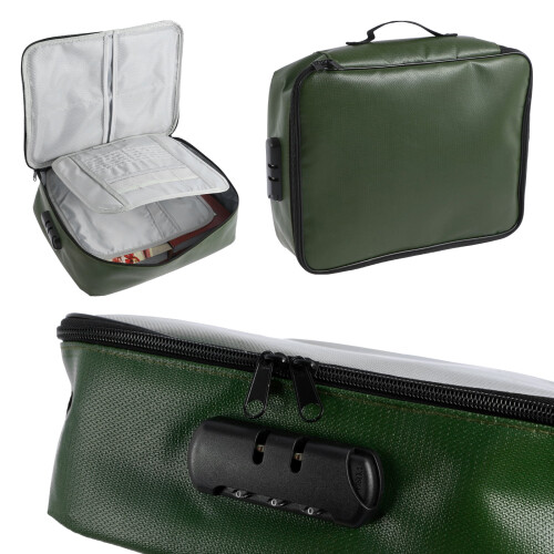 Bolsa ignífuga para documentos, impermeable, de 3 capas con cierre. 1