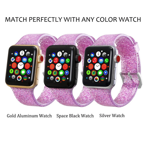 Lilla glitter silikonrem til Apple Watch 42 mm/44 mm 1