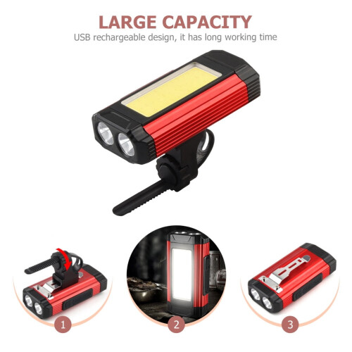 Red Bike Headlight Rechargeable Cycling Light 1