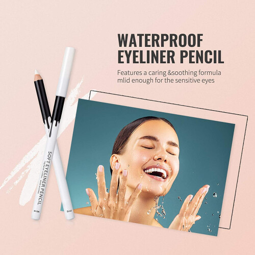Crayon eyeliner blanc doux, waterproof et mat, 12 pièces 1