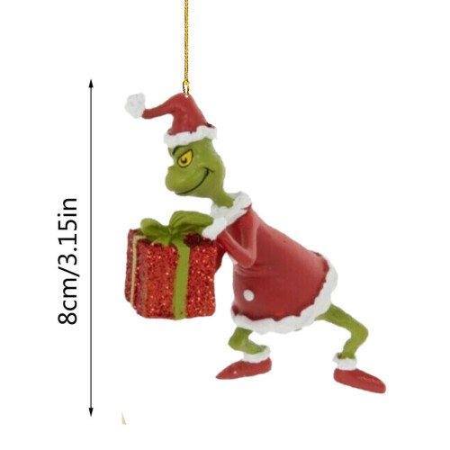 Grinch Christmas Tree Ornament Black Acrylic 2D Hanging 1