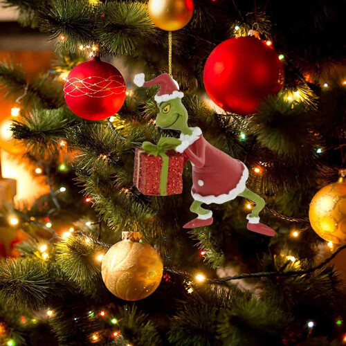 Grinch Christmas Tree Ornament Black Acrylic 2D Hanging 2