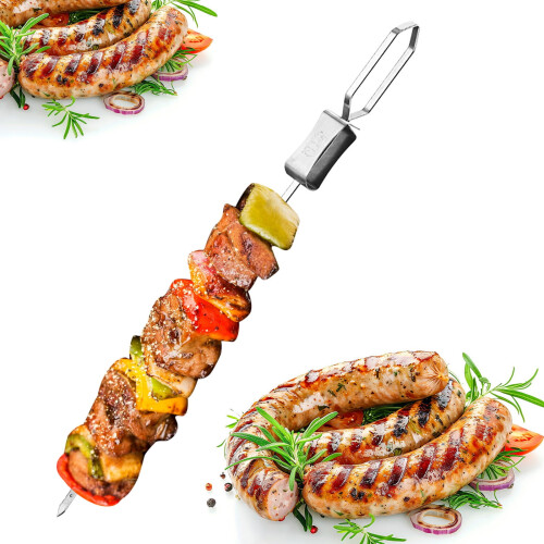 Grillspieße aus Edelstahl mit Stopfer, 6er-Pack 1