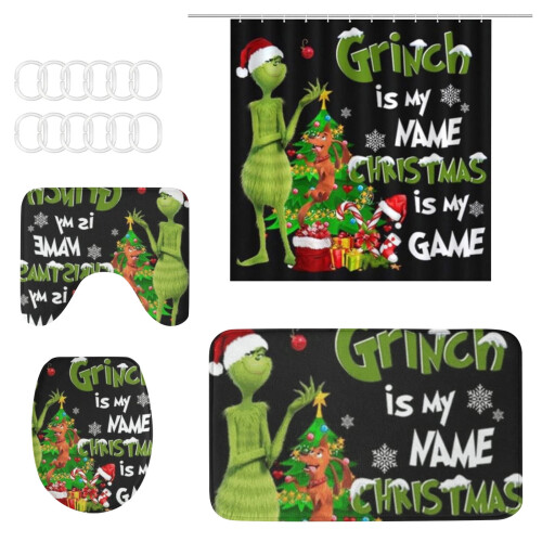 Weihnachtsmann-Badematte und Duschvorhang-Set (4-teilig) 1