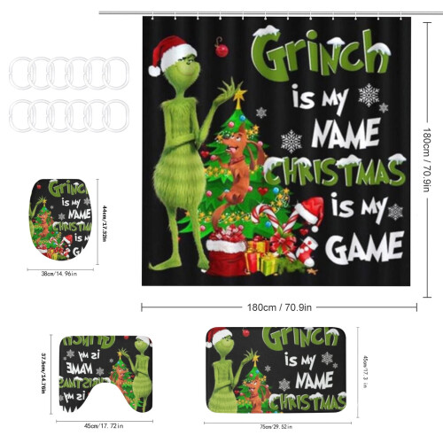 Weihnachtsmann-Badematte und Duschvorhang-Set (4-teilig) 2