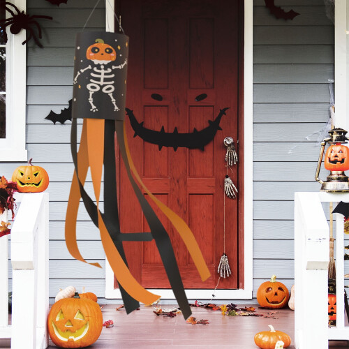 Halloween-vindposeflagg med gresskar-flaggermus-spøkelsesdesign 2
