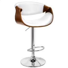 ALFORDSON 1x Tabouret de Bar Cuisine Pivot Chaise Bois Cuir Gas Lift Trice Blanc