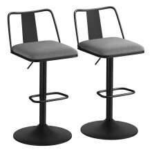 ALFORDSON 2 Tabourets de Bar Vérin à Gaz Tissu Chaises Cuisine Pivotantes Gloria