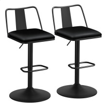 ALFORDSON 2x Tabourets de Bar Vérin à gaz Cuir Chaises Cuir Pivotant Gloria NOIR