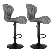 ALFORDSON 2x Tabourets de Bar Gas Lift Tissu Chaises Cuisine Swivel Stella Gris