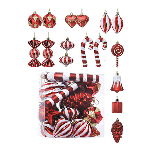 Christmas Tree Ornaments Set Silver White 16 pcs 1