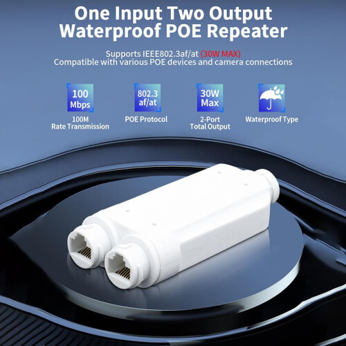 Επέκταση PoE 100Mbps εξωτερικού χώρου IP66 Αδιάβροχο Αναμεταδότης 1 καναλιού PoE ΝΕΟ G5G1 2