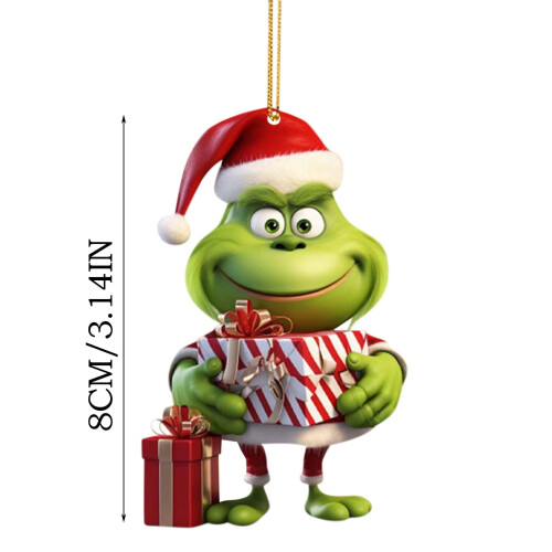 Χριστουγεννιάτικο Στολίδι Grinch Ακρυλικό Πράσινο Μαύρο Μονής Όψης 2