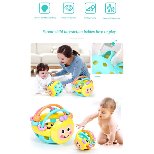 Baby rattle toy soft teething bell with plastic handle 2