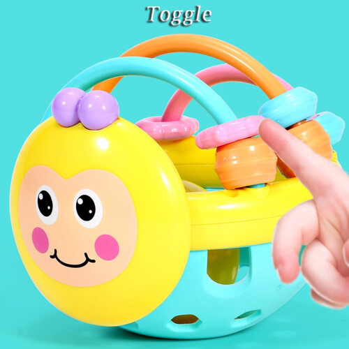 Baby rattle toy soft teething bell with plastic handle 1