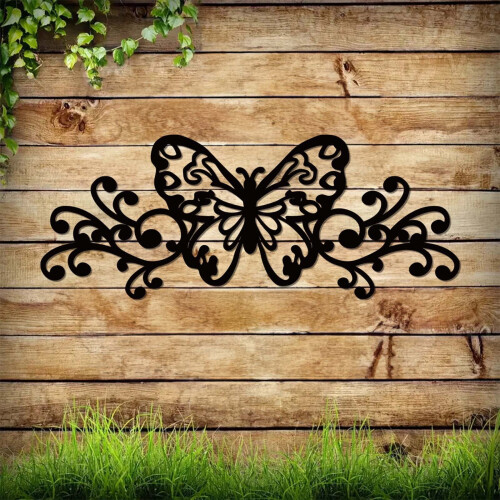 Black Metal Butterfly Wall Art Modern Decor 1 Piece 2