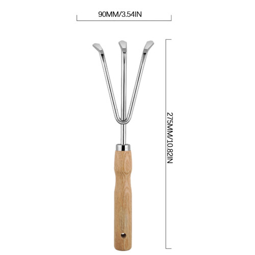 Gartengeräte-Set aus Edelstahl mit Holzgriff, 3-teilig 1