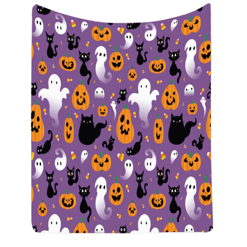 Couverture d'Halloween en flanelle noire et blanche 127 x 152 cm 1