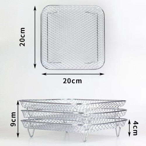DERCLIVE Air Fryer Basket Stainless Steel 3-Layer Stackable 1