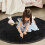 Kafsov Round Area Rug Black 40in Low Pile Machine Washable 6