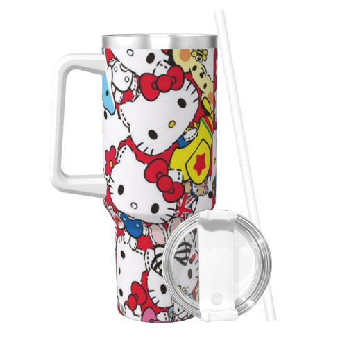 Vaso personalizado de Hello Kitty de 40 oz, acero inoxidable 1