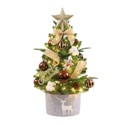 Mini Christmas Tree with Lights White Flocked Tabletop Tree 1