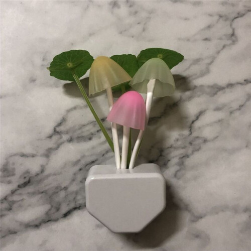 2PCS Mushroom LED Night Light Wall Lamp with Weed Leaf  Saving Bedroom Lamp EU Plug 1