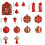 Christmas Tree Ornament Set Red Green Gold 66 Pcs 6