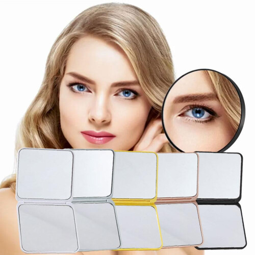 Mini miroir de maquillage carré portable double face pliable1 2