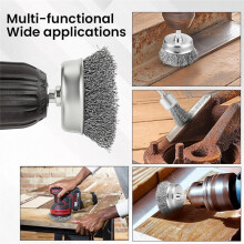 13 Pack Carbon Steel Wire Wheel Brush Set, Wire Brush for Drill,for Cleaning Rust, Dirt, Paint Scrubbing, Kitchen, Home