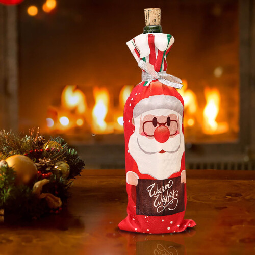 Housse de bouteille de vin rouge de Noël (1 pièce) 2