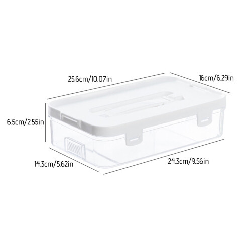 Recipiente de armazenamento em plástico transparente com tampa e alça. 2