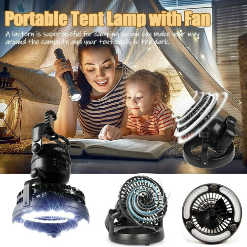 Tragbare LED-Zeltlampe mit Ventilator für Camping 2-in-1 2