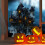 Halloween-seinätarra musta aavelinna, 1 kpl 4