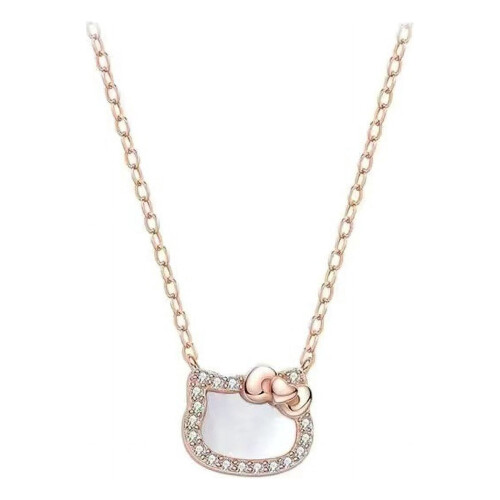 Hello Kitty necklace alloy silver rhinestone pendant