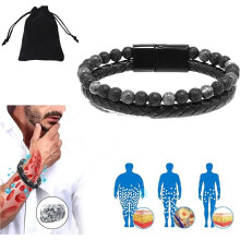 Humanic+ Pro MAX Hematite Beaded Bracelet Tiger Eye Lava