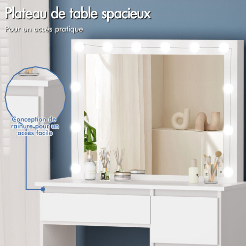 ALFORDSON Coiffeuse Maquillage Miroir Vanité Éclairage LED Chambre à Coucher 2