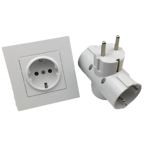 EU/DE Dreifachsteckeradapter mit Schutzkontakt N4I6 2