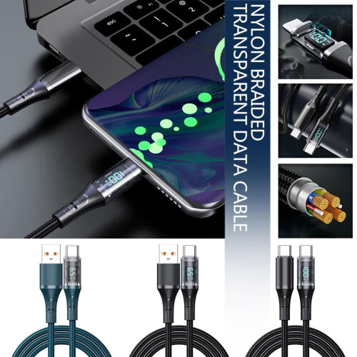 65W PD USB-C-kabel med digital display 1m 2