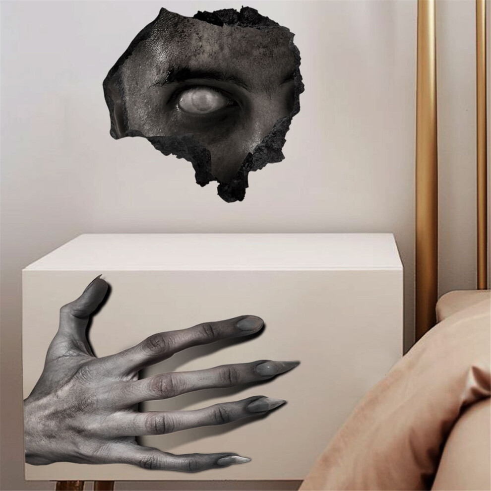 Halloween Window Stickers Horror Face Handprint Decor Set 901175819612